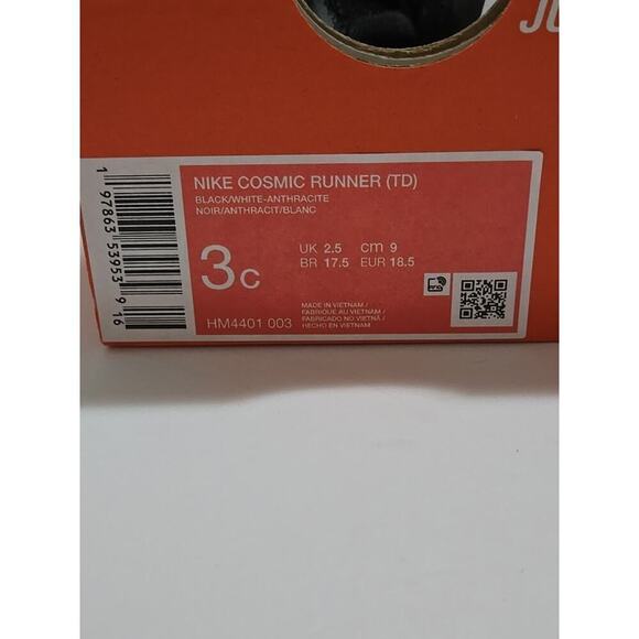 Nike Cosmic Runner TD (toddler ) HM4401 black and white sneaker NIB sz 3C - Picture 12 of 13